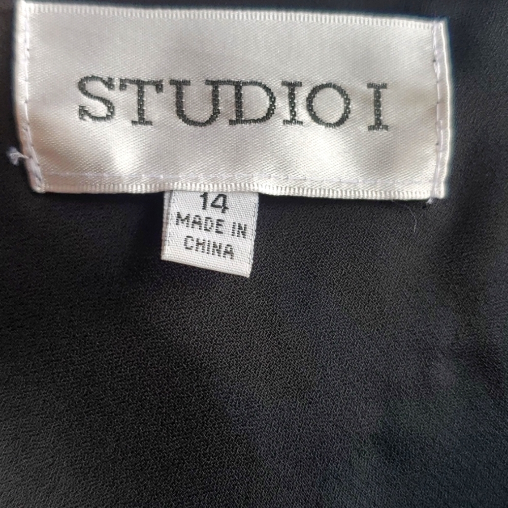 Studio I Blue Floral Pullover Lightweight Material Crepe Dress 14 Sheer O… - Picture 5 of 16